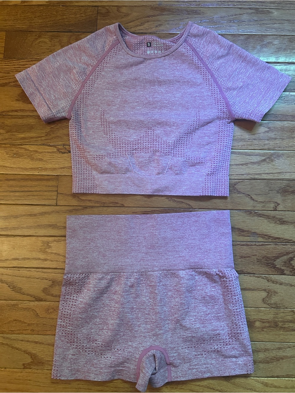 Pink Seamless Active Crop Top & High-Waist Shorts Set
